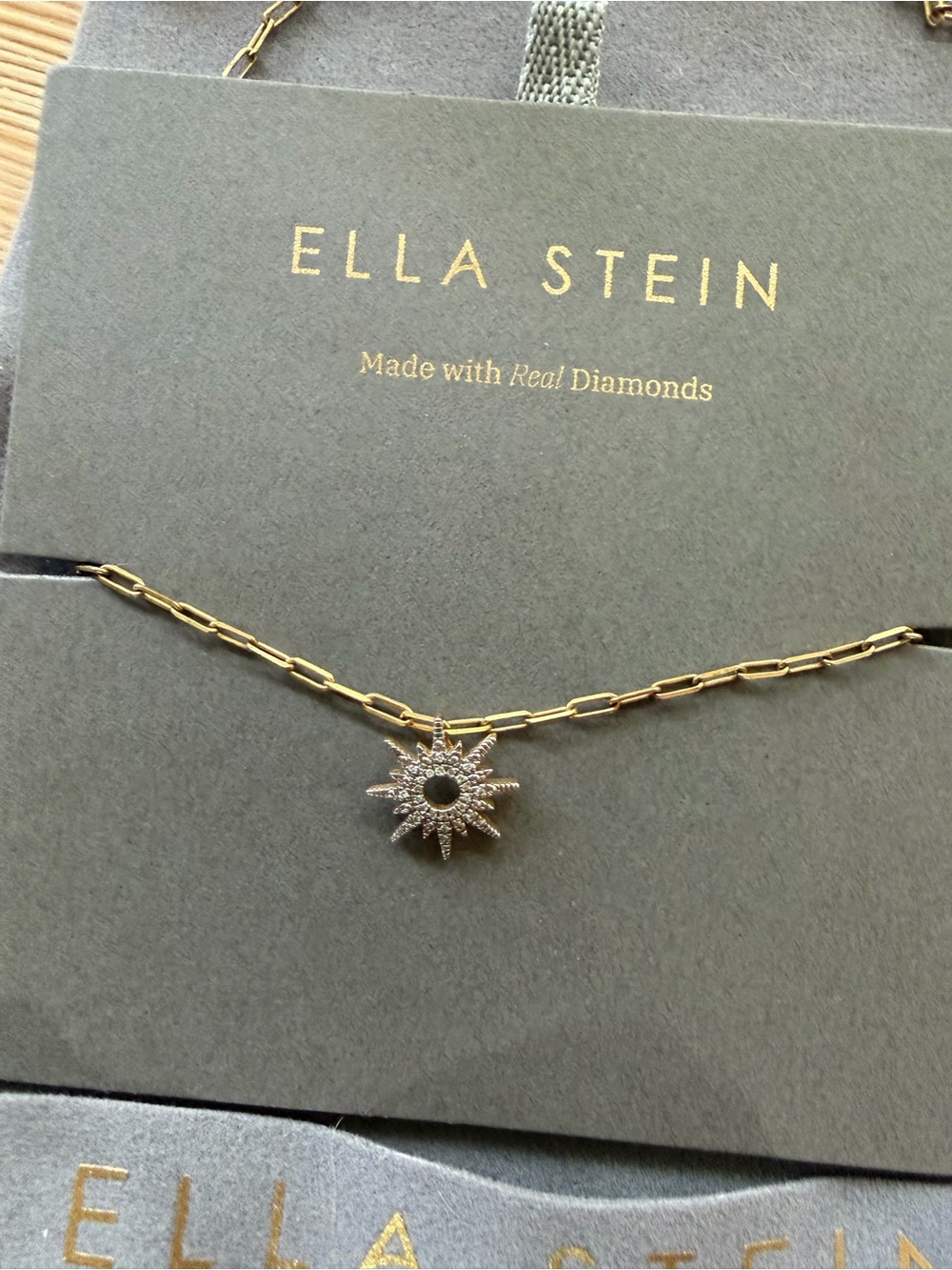 Gold Sunburst Diamond Necklace - Gold